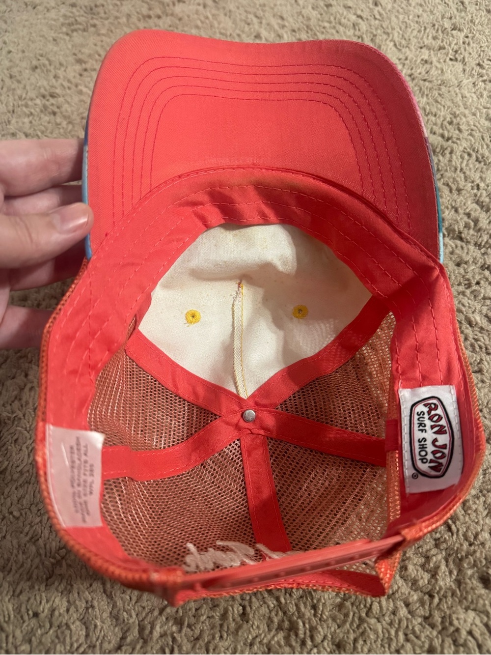 Ron Jon Tropical Sunset Mesh Trucker Hat - Pink, Orange, Yellow, Blue - Picture 4 of 6
